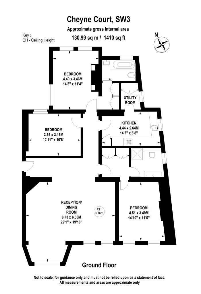 Chelsea, Greater London, 3 bedroom flat for sale in Cheyne Court
